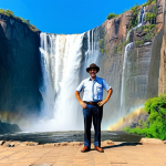 **

"A fully clothed tourist, professional attire, standing in front of Victoria Falls in Zimbabwe, appropriate content, safe for work, perfect anatomy, natural proportions, vibrant colors, family-friendly, clear skies, sunny day, professional photography."

**