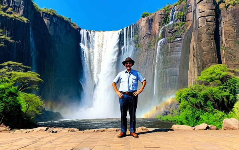 **

"A fully clothed tourist, professional attire, standing in front of Victoria Falls in Zimbabwe, appropriate content, safe for work, perfect anatomy, natural proportions, vibrant colors, family-friendly, clear skies, sunny day, professional photography."

**